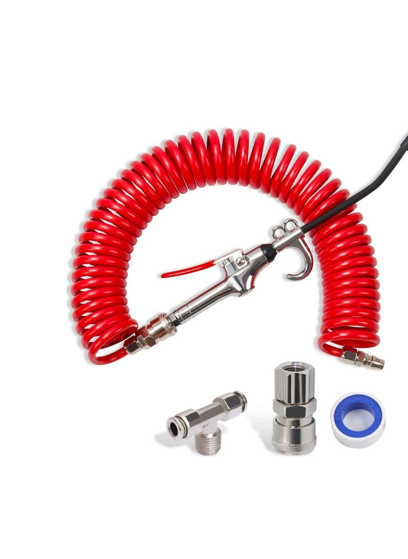 Generic Air Blow Gun with 7.5 Metre Recoil Hose, PU Spring Tube Dust Gun Set, Truck Dust Air Blow Gun Kit, Long Air Hose Coil Air Seat Blow Gun Kit, Air Duster Blow Gun Dust Cleaner with Long Nozzle  - Image 1