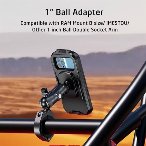 iMESTOU ATV 1" Ball Mount Adapter Compatible with RAM B Size Components or Other 1" Ball Double Socket Arm, Aluminum Large Clamp Mount Base Fits on ATV UTV 1.5''/1.75''/1.85''/2''/2.1'' Handlebars - Image 5