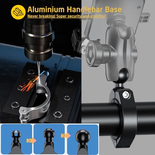iMESTOU ATV 1" Ball Mount Adapter Compatible with RAM B Size Components or Other 1" Ball Double Socket Arm, Aluminum Large Clamp Mount Base Fits on ATV UTV 1.5''/1.75''/1.85''/2''/2.1'' Handlebars - Image 3
