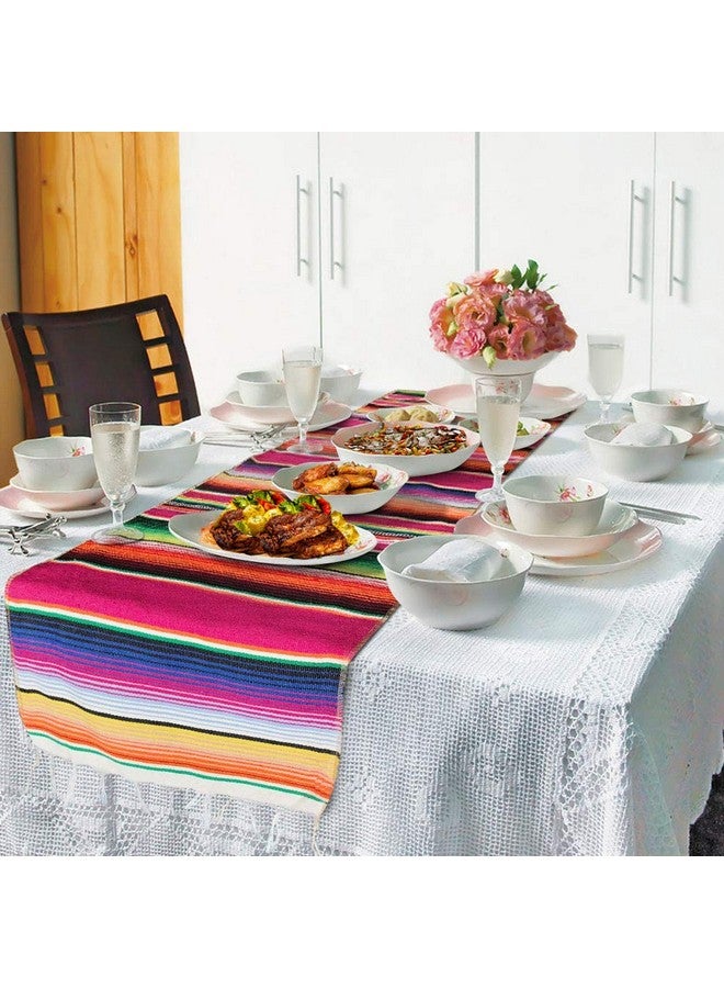 Fowecelt Mexican Serape Table Runner 14 x 84 Inch for Mexican Party Wedding Decorations Outdoor Picnics Dining Table, Fringe Cotton Table Runners - Image 3
