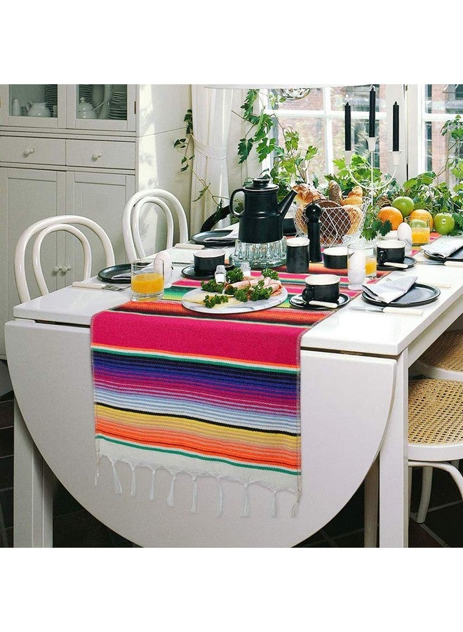 Fowecelt Mexican Serape Table Runner 14 x 84 Inch for Mexican Party Wedding Decorations Outdoor Picnics Dining Table, Fringe Cotton Table Runners - Image 4