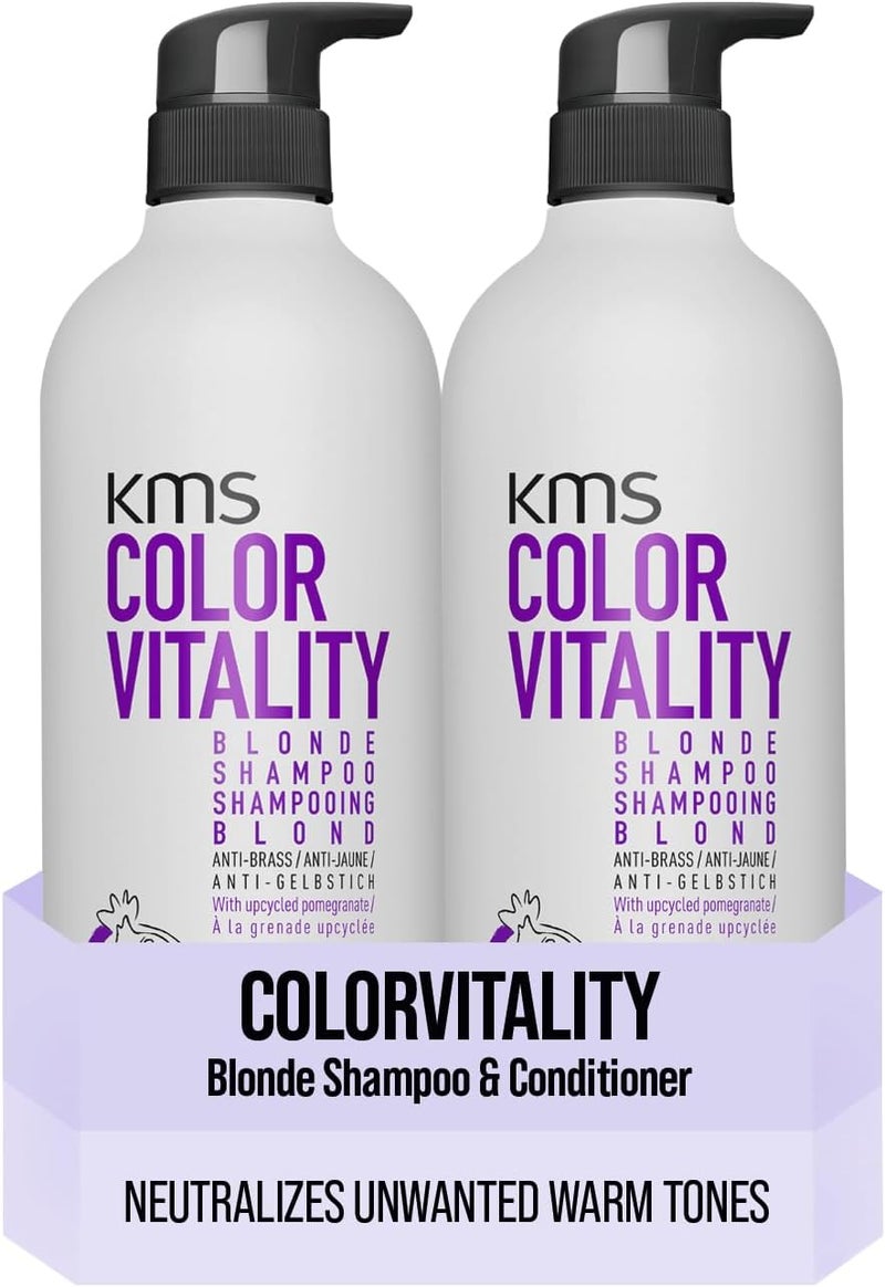 KMS ColorVitality Blonde Shampoo for Blonde Hair 750ml Blonde Conditioner for Blonde Hair 750ml Bundle Color Protection Shine Hydration with Upcycled Pomegranate Vegan Formula