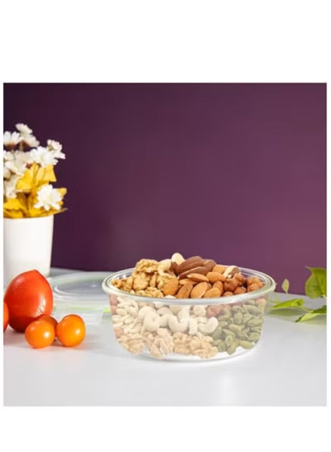 Pack of 2 Round Glass Food Storage Containers – 950 ml Meal Prep & Food Storage Box, Clear Glass Kitchen Container - Image 2