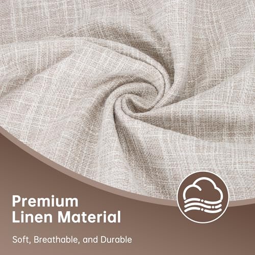 Fevbcnrj 2 Pack Decorative Linen Pillow Covers 15x15 Inch, Farmhouse Neutral Throw Pillow Covers, Modern Square Pillowcase with Zipper, for Couch Sofa Bedroom Living Room Home Decor, Beige(Only Cover) - Image 2