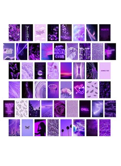 50PCS Purple Aesthetic Wall Collage Pictures 4x6 Inch Set Neon Print Kit Warm Color Room Decor Art Prints for Dorm and Bedroom Photo Display VSCO Style Posters