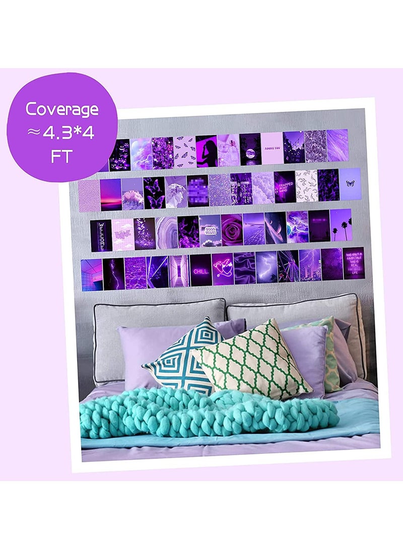 Generic - 50PCS Purple Aesthetic Wall Collage Pictures 4x6 Inch Set Neon Print Kit Warm Color Room Decor Art Prints for Dorm and Bedroom Photo Display VSCO Style Posters - Image 1