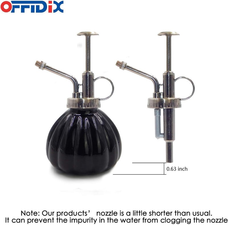 OFFIDIX Plant Mister Flower Watering Can, 6.3" Tall Vintage Pumpkin Style Black Color Glass Spray Bottle & Bronze Plastic Top Pump Ideal for Watering Small Plants Inside Home or Office - Image 3