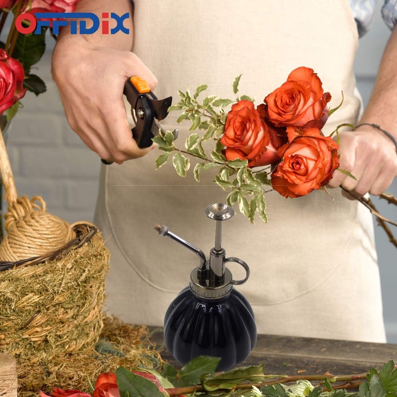 OFFIDIX Plant Mister Flower Watering Can, 6.3" Tall Vintage Pumpkin Style Black Color Glass Spray Bottle & Bronze Plastic Top Pump Ideal for Watering Small Plants Inside Home or Office - Image 5