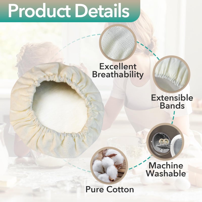 Gfdoso 5 Pcs Sourdough Starter Jar Cover Cloth - Breathable and Reusable Sourdough Jars Covers for 3-4 Inch Jar Mouth (White) - Image 5