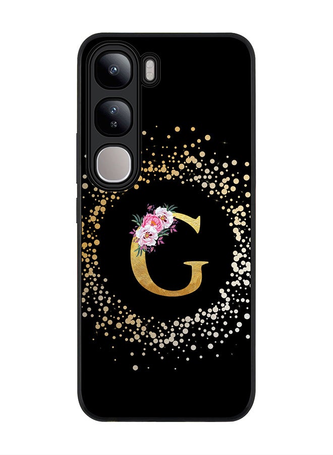 Stylizedd For vivo V40 Lite Case,Slim fit Camera Protection, Shockproof Thin Phone cover - Custom Monogram Floral - G ( Black ) - Image 1