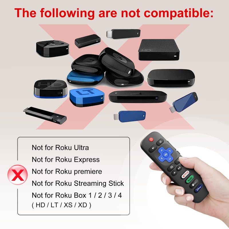 LOUTOC ã€Pack of 2ã€‘ New Replacement for All Roku TV Remote,Compatible for All TCL-ONN-Hisense-Roku TV Remote - Image 4