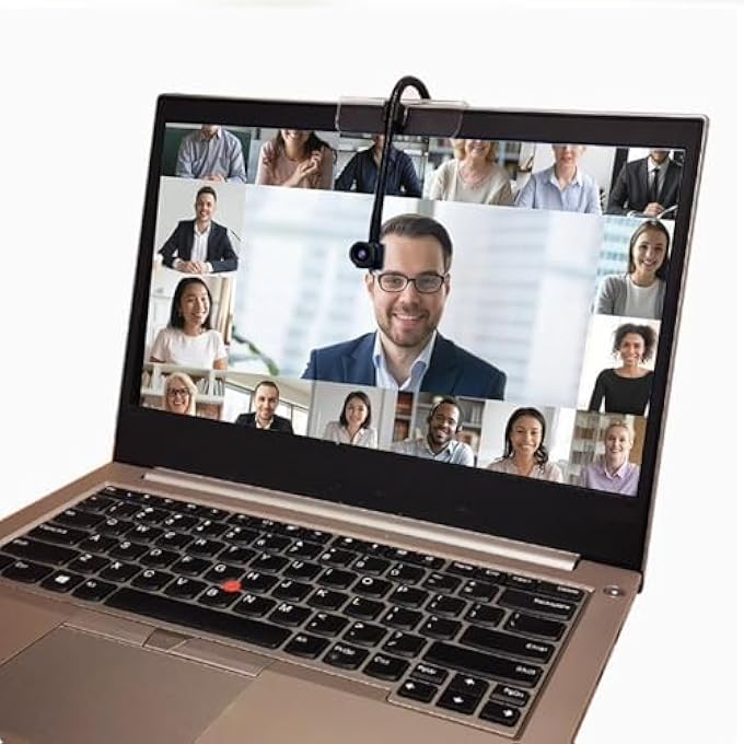 rayihni كاميرا ويب مركزية USB، كاميرا تركيز تلقائي للعرض المباشر في منتصف الشاشة لمؤتمرات الفيديو والبث المباشر، كاميرا ويب USB قابلة للتوصيل والتشغيل - Image 1