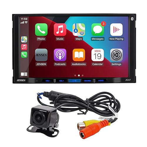 JENSEN J1CA7-BUC 7-inch Certified Apple CarPlay Android Auto | Double DIN Touchscreen Car Stereo Radio | Bluetooth Hands Free Calling & Music Streaming | Backup Camera Included | USB Charging - Image 1