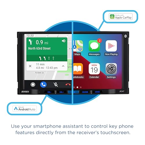 JENSEN J1CA7-BUC 7-inch Certified Apple CarPlay Android Auto | Double DIN Touchscreen Car Stereo Radio | Bluetooth Hands Free Calling & Music Streaming | Backup Camera Included | USB Charging - Image 4