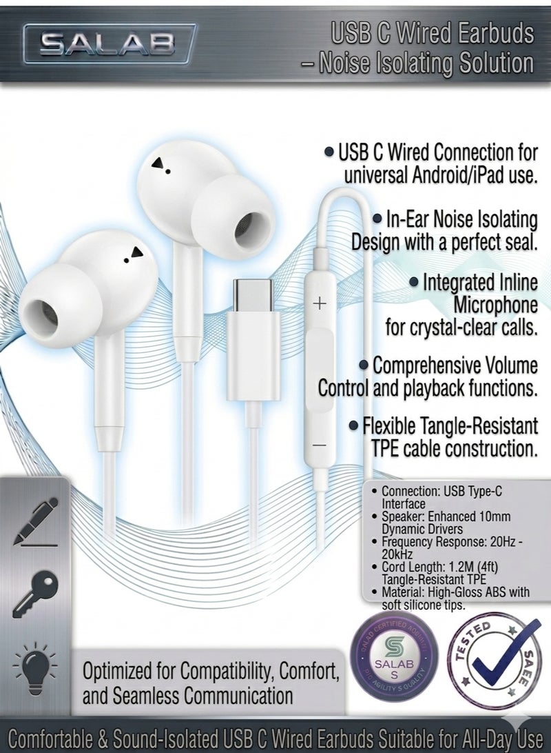 Salab USB C Wired Earbuds Ear Buds for iPhone 17 16 Pro Max 16e 16 Plus 16Pro 15 Pro Max 15 Plus 15Pro 15 USBC in-Ear Headphones Wired Type C iPhone 16 Earbud Earphones Headsets with Microphone for Samsung - Image 1