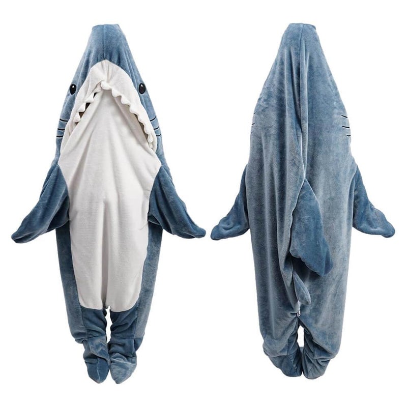 Gudina Shark Onesie Shark Blanket Hoodie Onesie Adult Shark Sleeping Bag for Adult L 