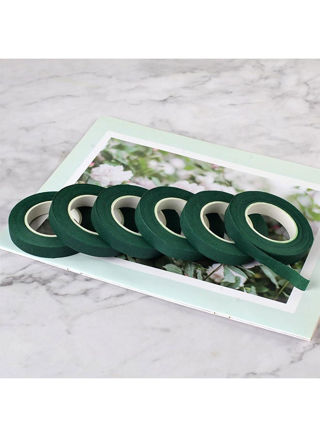 6 لفة الشريط الزهري 1/2 بوصة الشريط الزهري الأخضر الداكن ، الشريطات الزهرية لباقة التغليف الجذعي والحرف الزهرية ، باقة الزفاف - Image 4