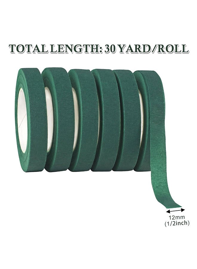6 لفة الشريط الزهري 1/2 بوصة الشريط الزهري الأخضر الداكن ، الشريطات الزهرية لباقة التغليف الجذعي والحرف الزهرية ، باقة الزفاف - Image 2