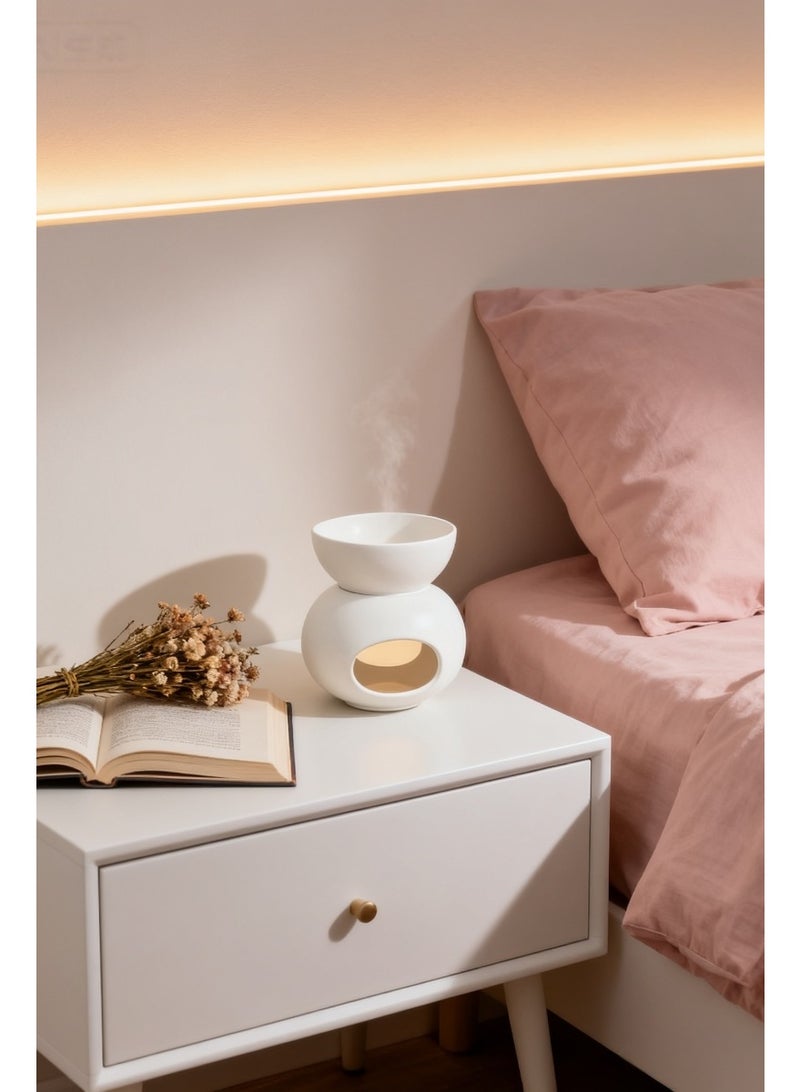 مشعل شمع ذائب، ناشر عطري من السيراميك، مشعل شمع من السيراميك، حامل للعلاج بالروائح، حامل شموع صغيرة، ناشر، مشعل للزيوت العطرية والشمع الذائب، مشعل شموع لتزيين المكتب المنزلي - Image 3