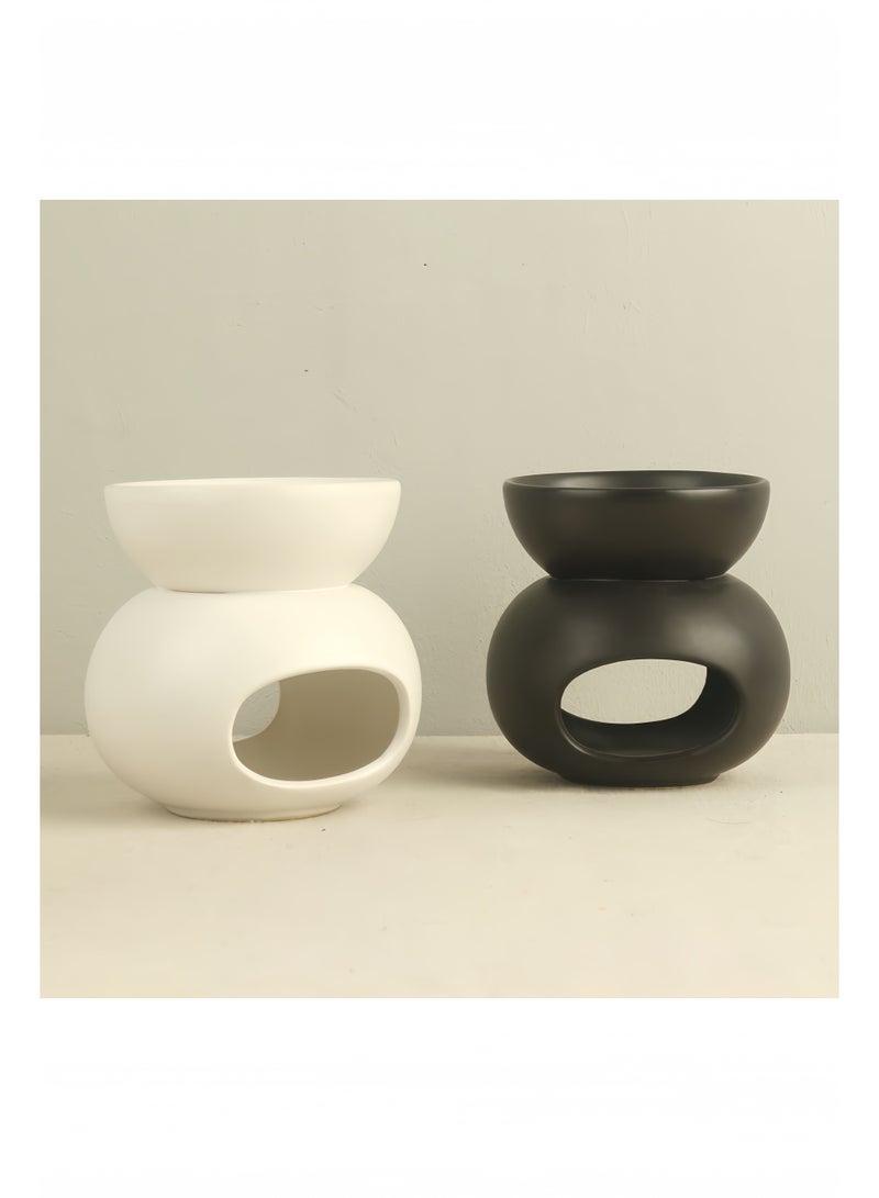 مشعل شمع ذائب، ناشر عطري من السيراميك، مشعل شمع من السيراميك، حامل للعلاج بالروائح، حامل شموع صغيرة، ناشر، مشعل للزيوت العطرية والشمع الذائب، مشعل شموع لتزيين المكتب المنزلي - Image 5