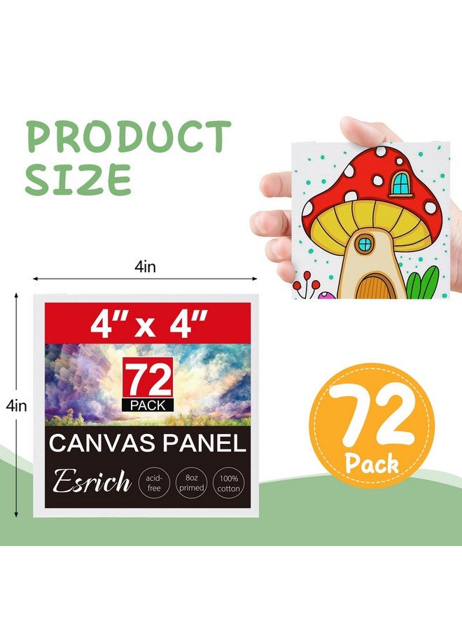 ESRICH Mini Canvases for Painting, 4x4In Canvas in Bulk 72 Pack Small Canvas Panels Cotton Paint Canvas Primed Acid Free Blank Canvas Boards for Oil Paint,Watercolor,Acrylic Paint,Gouache&Tempera. - Image 2
