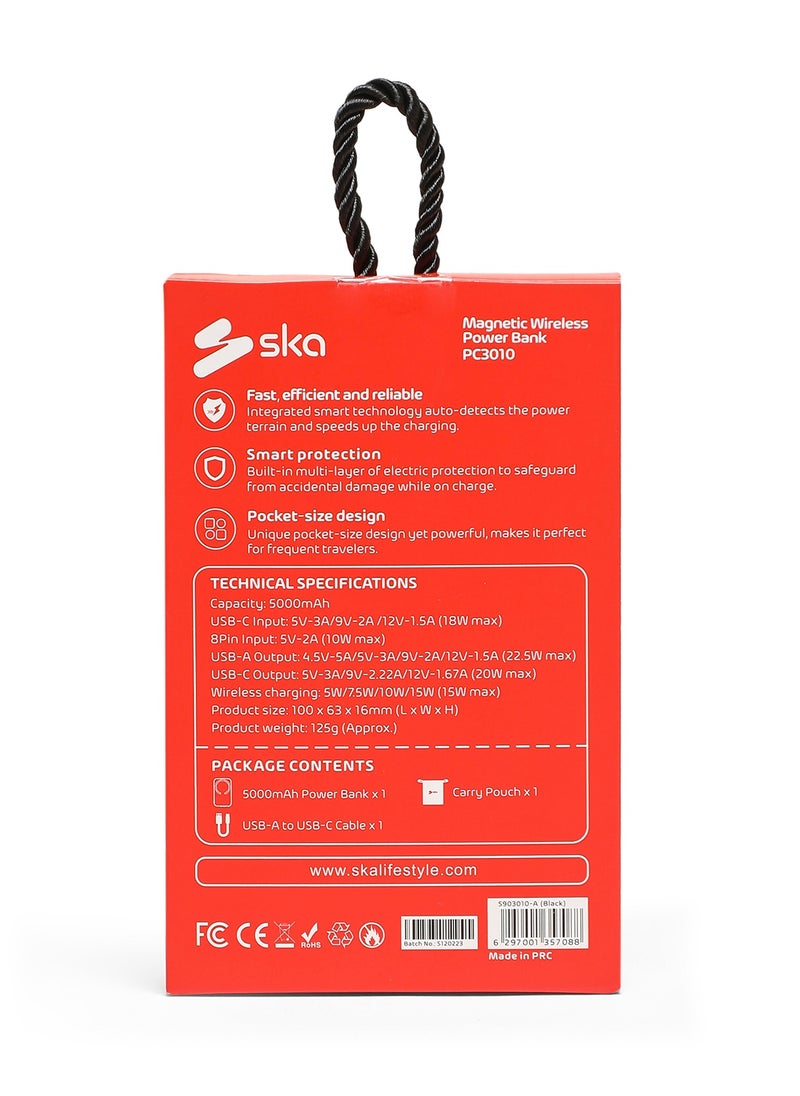 SKA - 5000mAh Power Bank | 15W Magnetic Wireless Charging | USB-C 20W PD & USB-A 22.5W QC 3.0 | Ultra-Sleek Design with Built-In Stand - Image 1