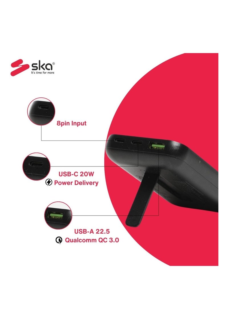 SKA - 5000mAh Power Bank | 15W Magnetic Wireless Charging | USB-C 20W PD & USB-A 22.5W QC 3.0 | Ultra-Sleek Design with Built-In Stand - Image 1