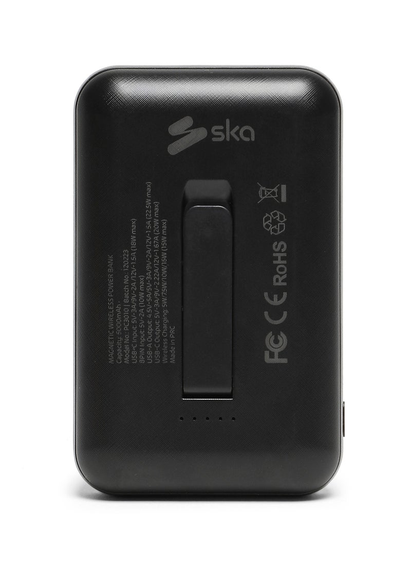 SKA - 5000mAh Power Bank | 15W Magnetic Wireless Charging | USB-C 20W PD & USB-A 22.5W QC 3.0 | Ultra-Sleek Design with Built-In Stand - Image 1