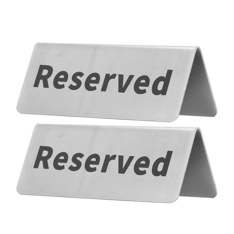 Table Top Sign Stainless Steel Double Sided Versatile Silver Tabletop Card Sign for Party Wedding Hotel Reserved - Image 5