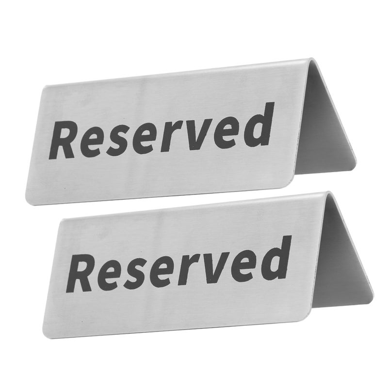 Table Top Sign Stainless Steel Double Sided Versatile Silver Tabletop Card Sign for Party Wedding Hotel Reserved - Image 2