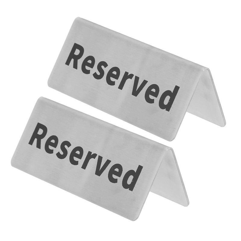 Table Top Sign Stainless Steel Double Sided Versatile Silver Tabletop Card Sign for Party Wedding Hotel Reserved - Image 1