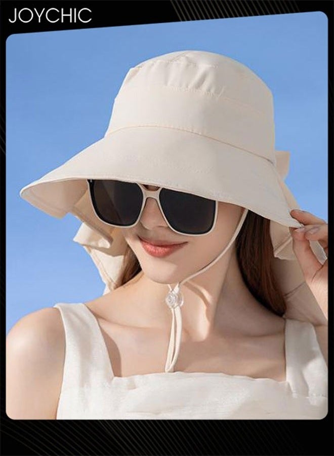 Joychic Women Fisherman Sun Hat Wide Brim Summer UV Protection Sun Protection Portable Hat with Neck Flap for Holiday Outdoor Hiking Camping - Image 2