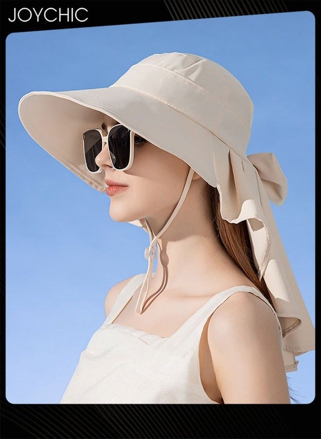 Joychic Women Fisherman Sun Hat Wide Brim Summer UV Protection Sun Protection Portable Hat with Neck Flap for Holiday Outdoor Hiking Camping - Image 3