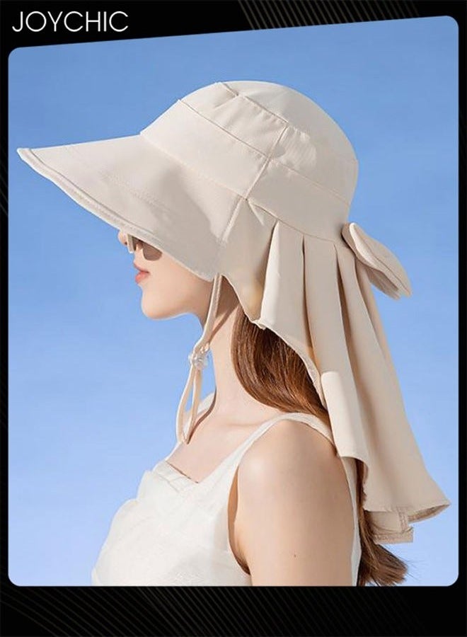 Joychic Women Fisherman Sun Hat Wide Brim Summer UV Protection Sun Protection Portable Hat with Neck Flap for Holiday Outdoor Hiking Camping - Image 4