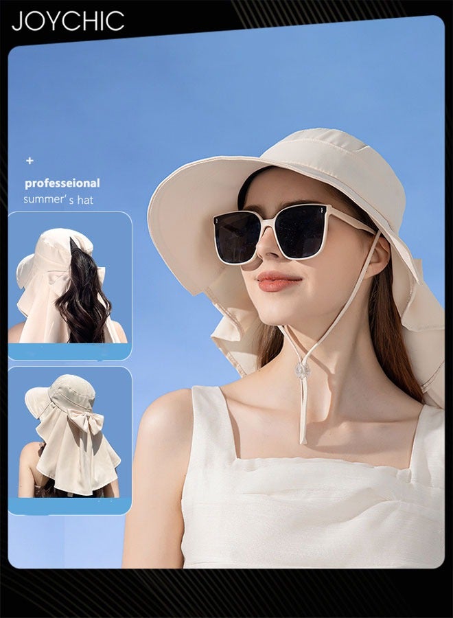 Joychic Women Fisherman Sun Hat Wide Brim Summer UV Protection Sun Protection Portable Hat with Neck Flap for Holiday Outdoor Hiking Camping - Image 1