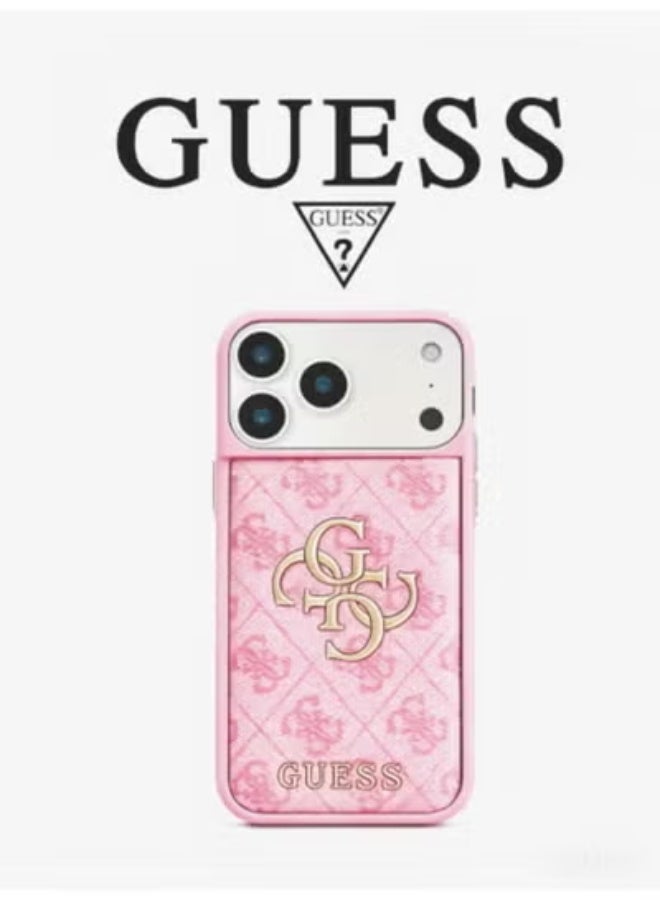 غطاء iPhone 17 Pro ، مع شعار وتصميم جلدي معتمد من قبل العلامة التجارية العالمية Guess
