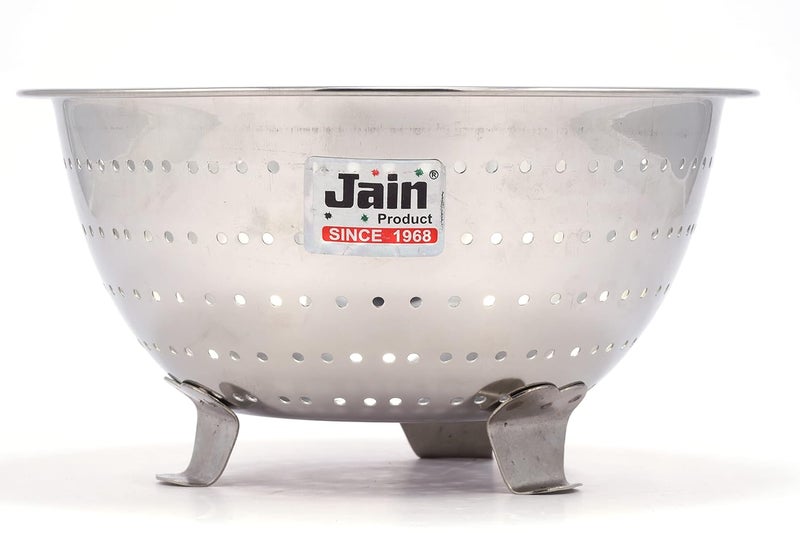 JAIN Royal Fruit & Vegetable Colander/Strainer - Silver (Dia - 9.5 inches) - Image 3