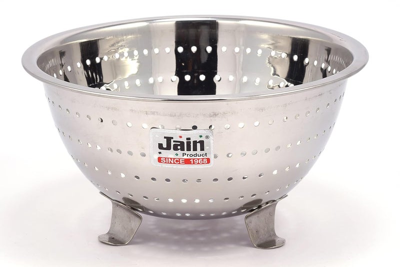 JAIN Royal Fruit & Vegetable Colander/Strainer - Silver (Dia - 9.5 inches) - Image 2