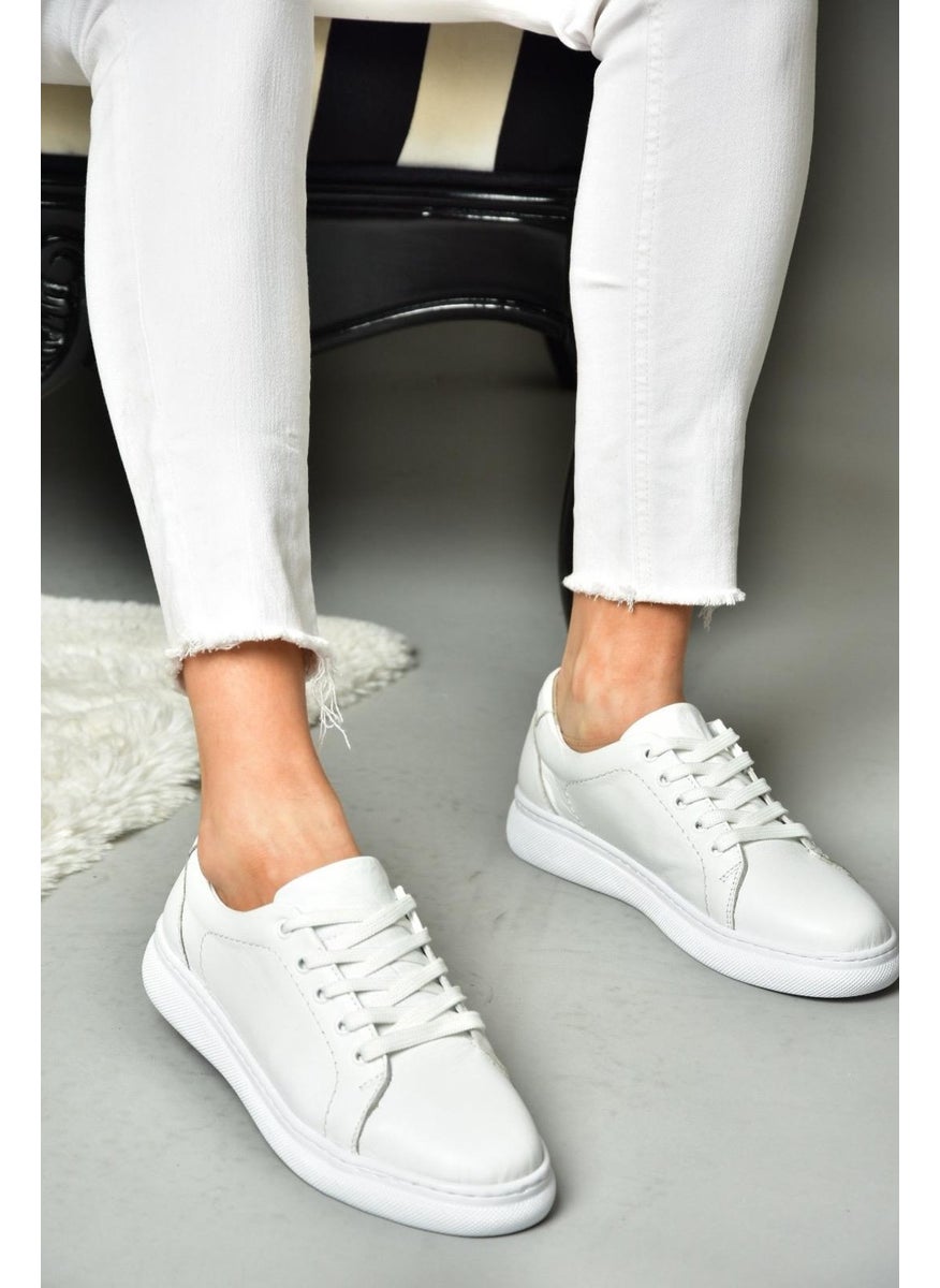 Fox Shoes - P555460903 White Leather Sports Shoes Sneakers - Image 1