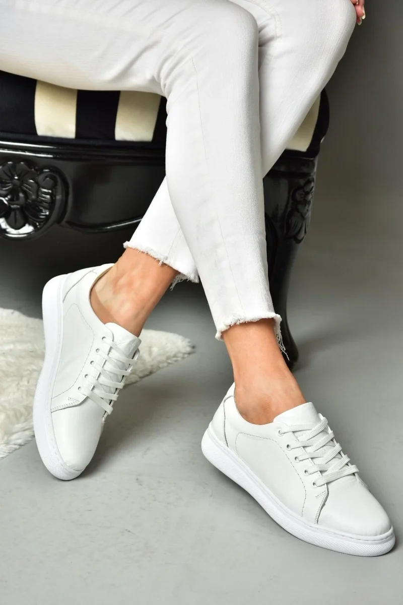 Fox Shoes P555460903 White Leather Sports Shoes Sneakers