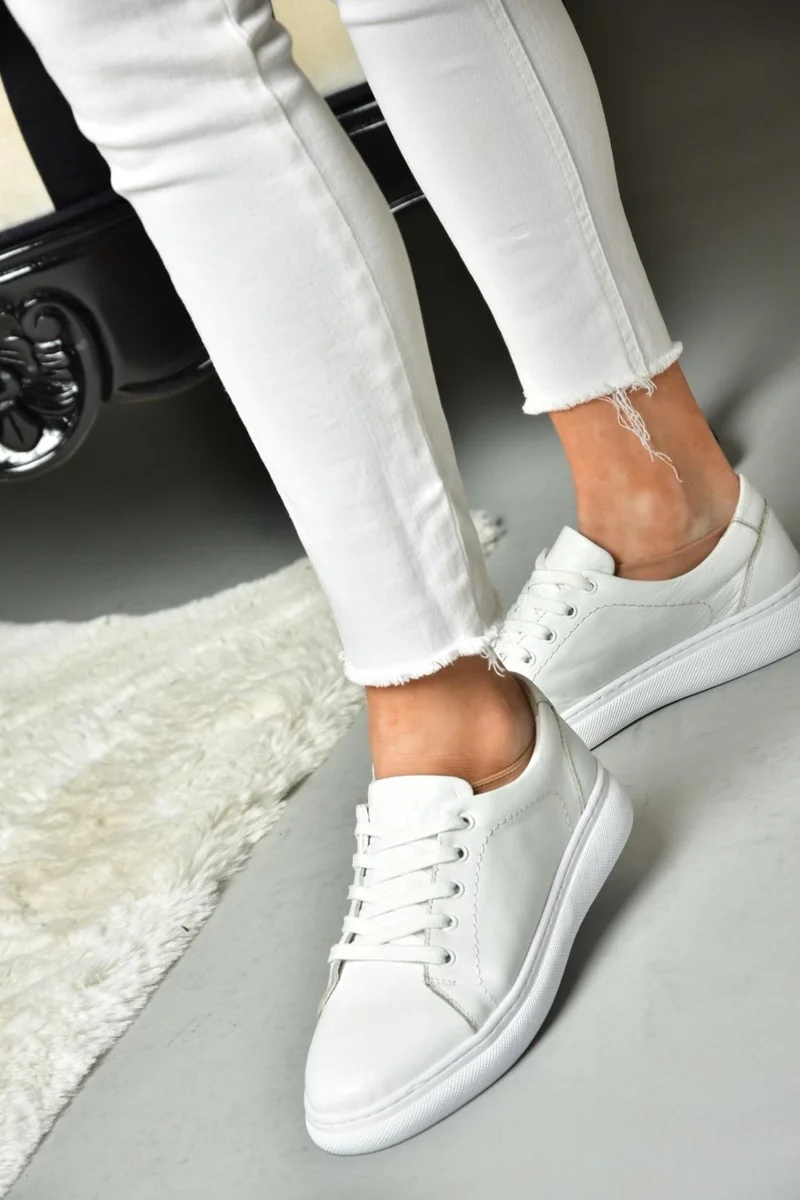 Fox Shoes P555460903 White Leather Sports Shoes Sneakers