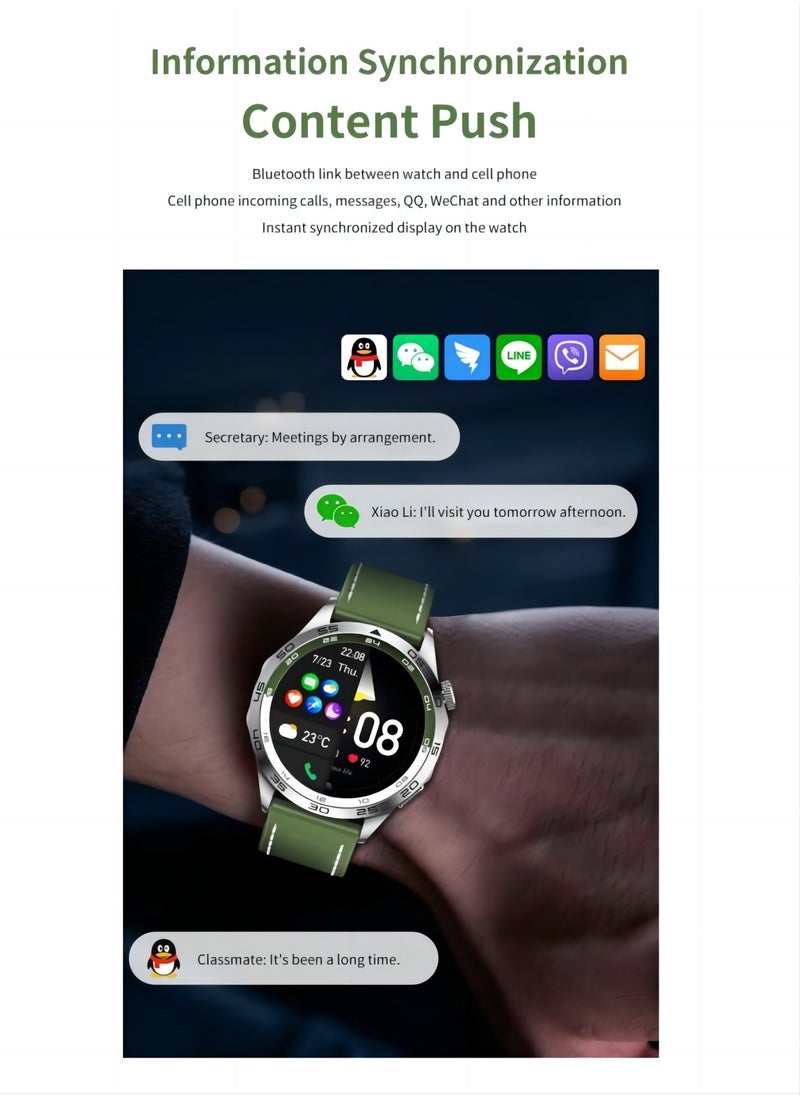 PRO - smart watch GT4  with Bluetooth calling function (answer/make calls), fitness tracking watch with sleep monitoring function, suitable for iPhone/Android, IP68 waterproof (green) - Image 1