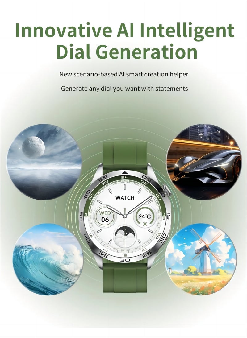 PRO - smart watch GT4  with Bluetooth calling function (answer/make calls), fitness tracking watch with sleep monitoring function, suitable for iPhone/Android, IP68 waterproof (green) - Image 1