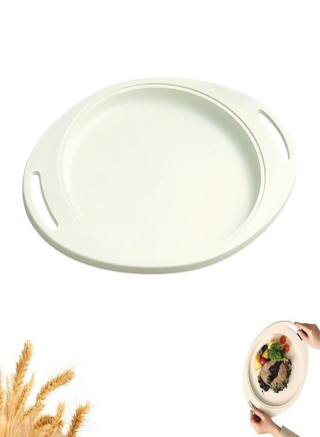 VORTIPU Wheat Straw Serving Trays with Handles, Lightweight, Unbreakable, BPA-Free Platters for Dinner, Snacks, Breakfast, Microwave & Dishwasher Safe Oval Plates for Kitchen, Camping (1, Green) - Image 1
