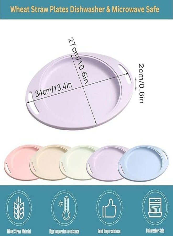 VORTIPU Wheat Straw Serving Trays with Handles, Lightweight, Unbreakable, BPA-Free Platters for Dinner, Snacks, Breakfast, Microwave & Dishwasher Safe Oval Plates for Kitchen, Camping (1, Green) - Image 3