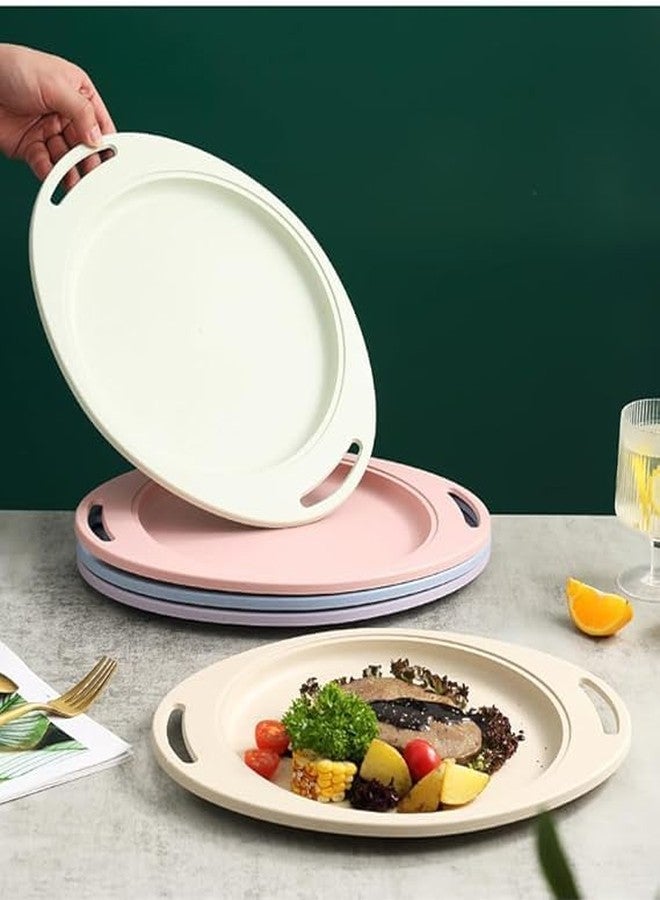 VORTIPU Wheat Straw Serving Trays with Handles, Lightweight, Unbreakable, BPA-Free Platters for Dinner, Snacks, Breakfast, Microwave & Dishwasher Safe Oval Plates for Kitchen, Camping (1, Green) - Image 5