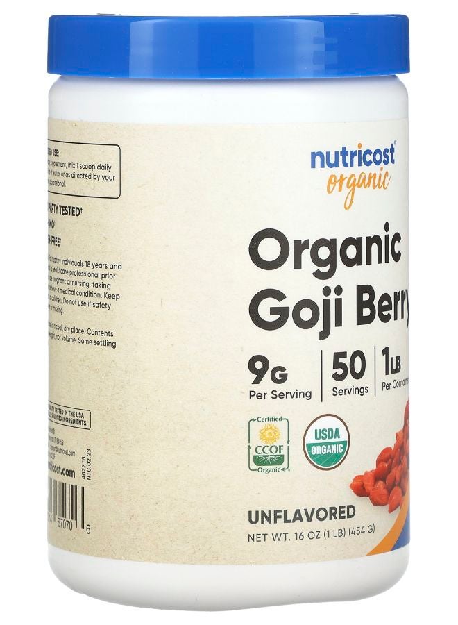 Nutricost Organic Goji Berry Unflavored 1 lb (454 g) - Image 2