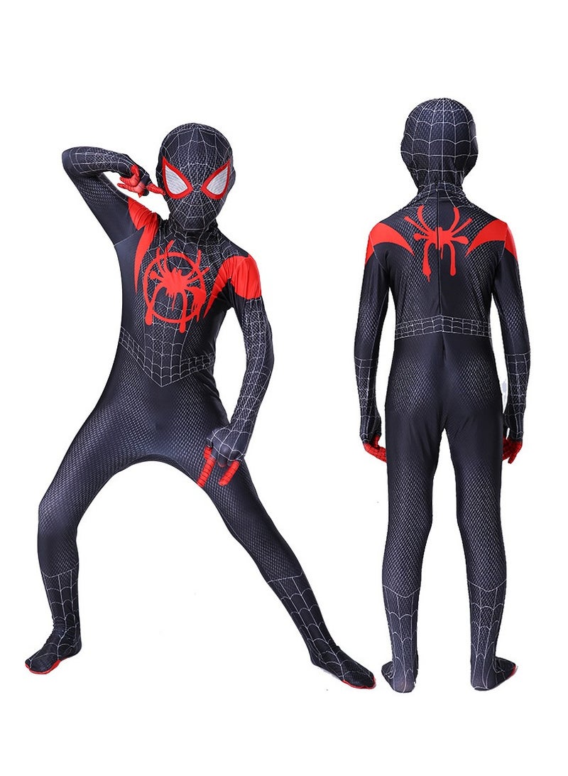 Spider-Man Costume Cosplay Set 3D Style Superhero Cosplay Full Body Bodysuit Spandex Jumpsuit Kids Spider-Man Dress Up (Children's Size: 110-120cm) - Image 4