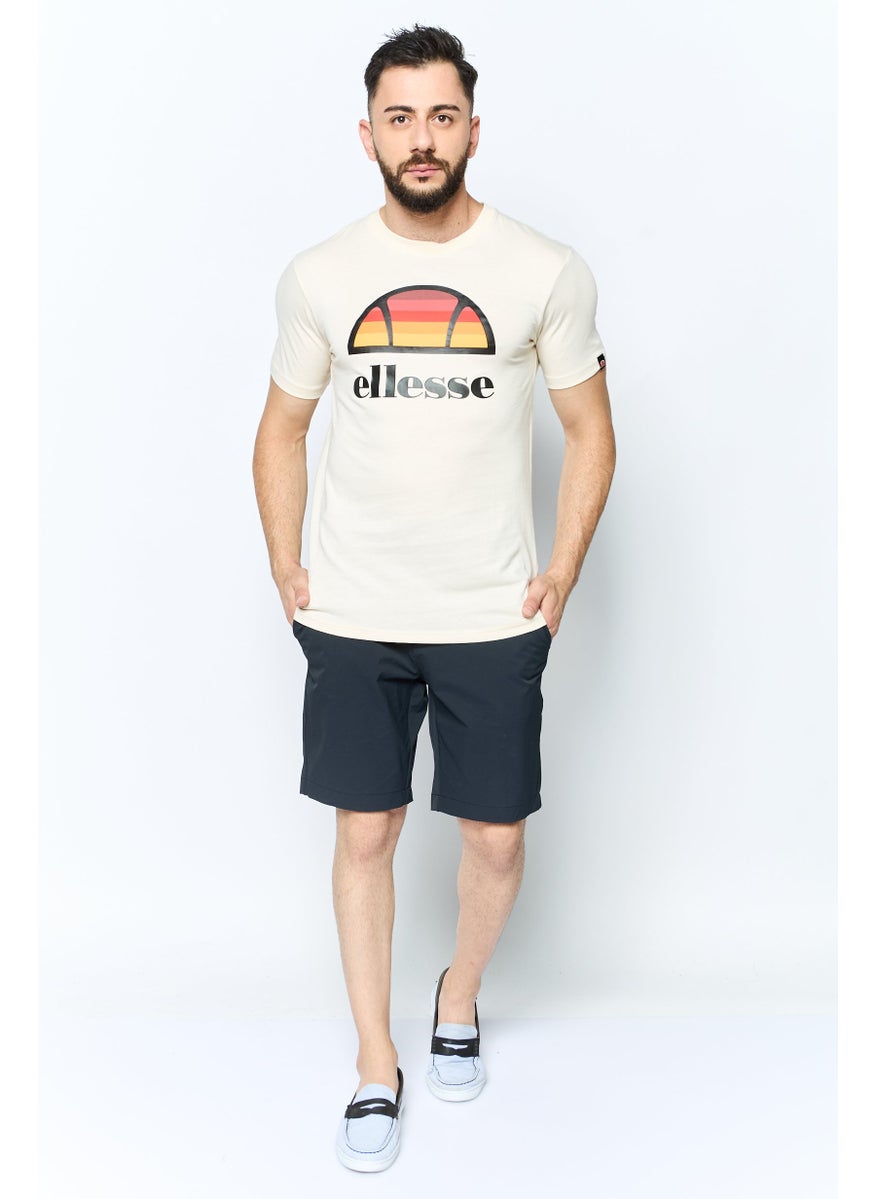 Ellesse Men Crew Neck Short Sleeve Brand Logo T Shirt, Off White  - Image 2