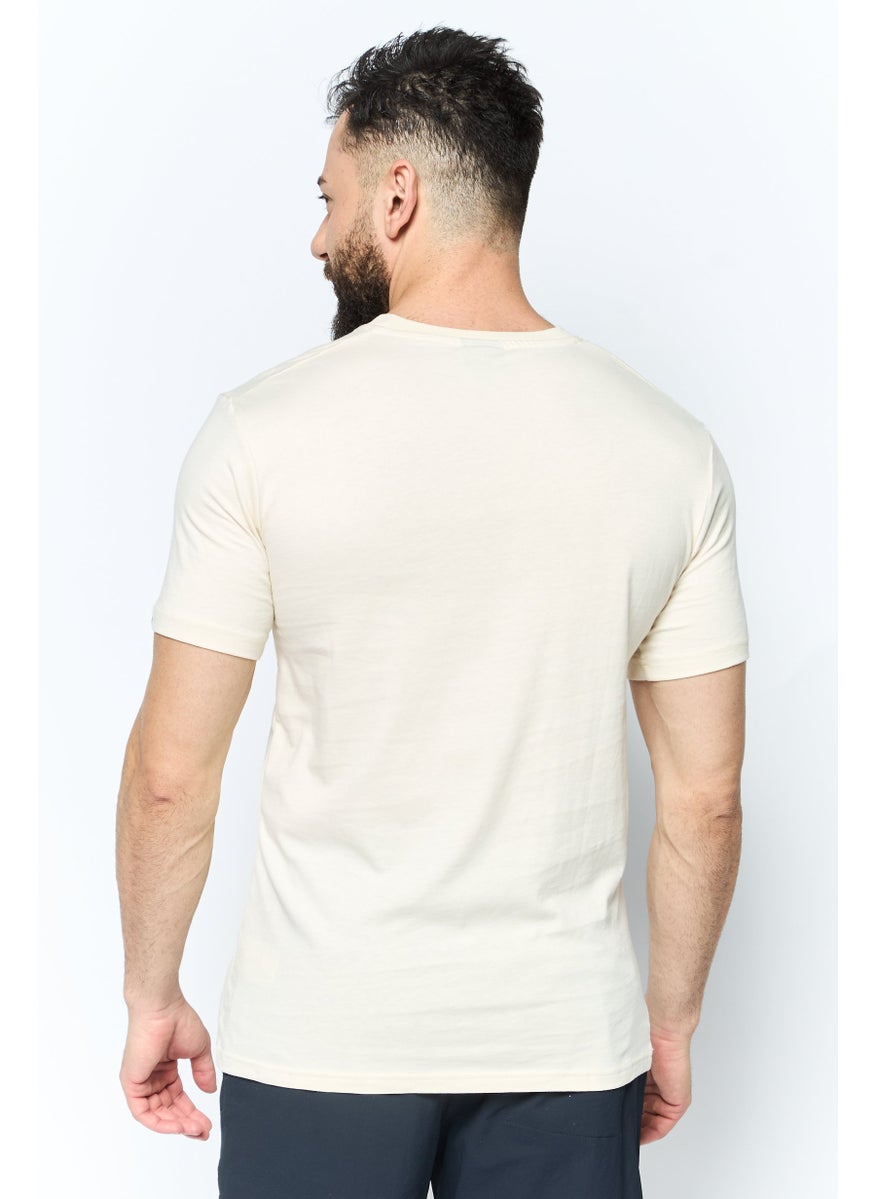 Ellesse Men Crew Neck Short Sleeve Brand Logo T Shirt, Off White  - Image 4